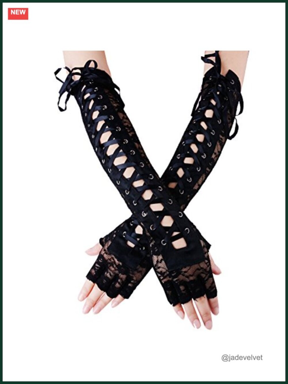 Womens Fingerless Gloves Elbow Lace Up Steampunk Arm Warmer